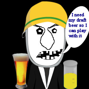 Uncle Bufford cartoon image drinking a  beer