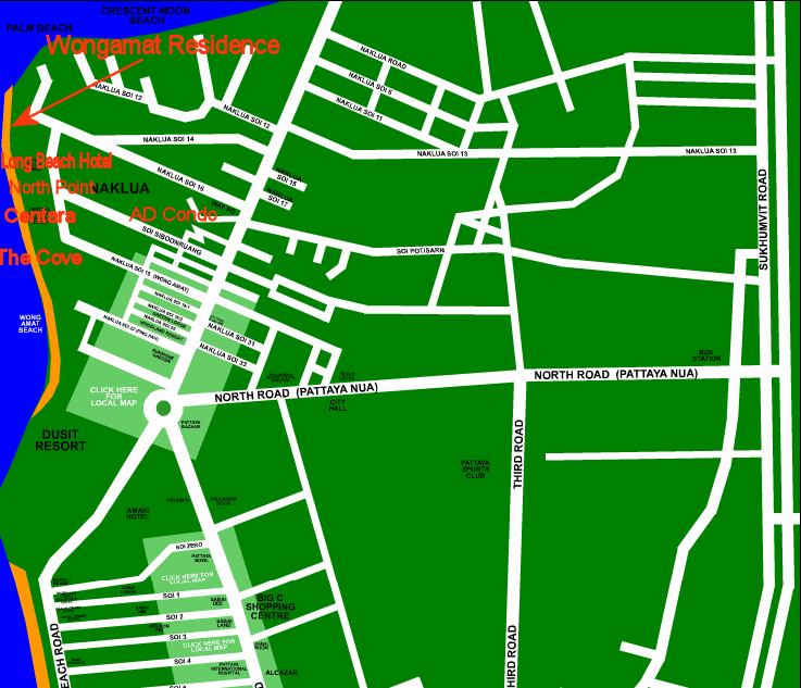 Wongamat Beach Map