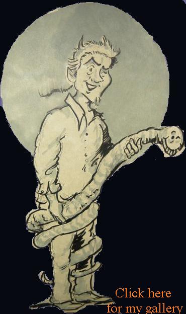Cartoonized Dick Fitswell sporting 3 foot long penis