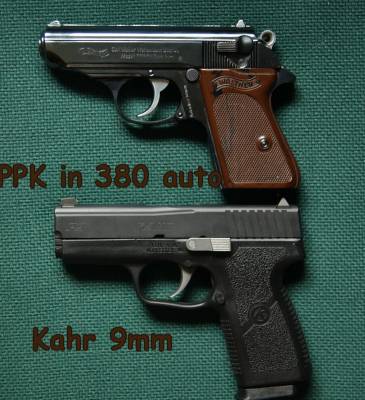 Walther PPK and Kahr 9 mm side by side