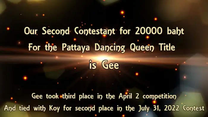 Video of Gee competing for 2023 Pattaya Dancing Queen 
